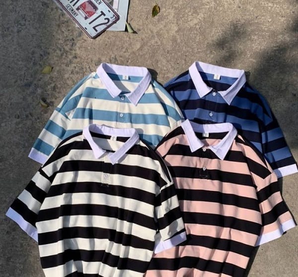 Áo Polo lớp có họa tiết sọc ngang