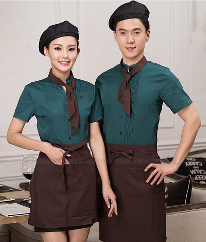 May đồng phục nhân viên phục vụ