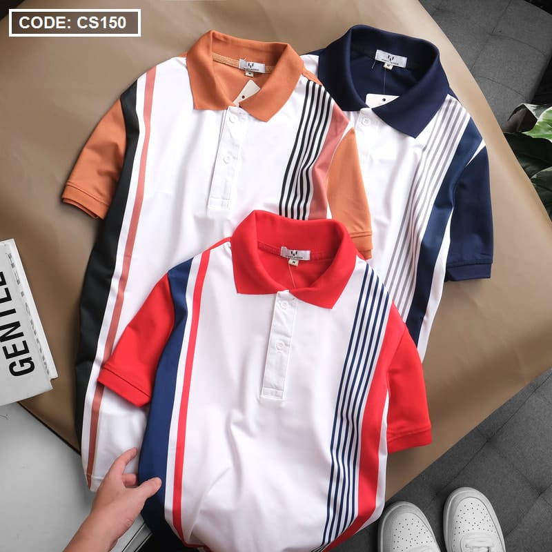Áo Polo đồng phục sọc