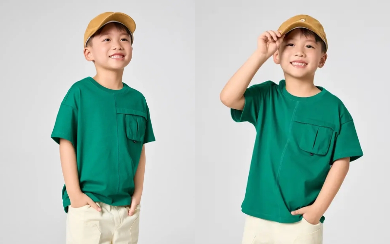 Áo thun trơn trẻ em có túi vừa thời trang vừa mang tính tiện lợi