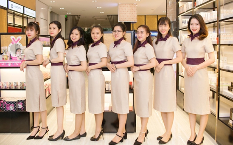 Mẫu váy đầm đồng phục nhân viên bán hàng