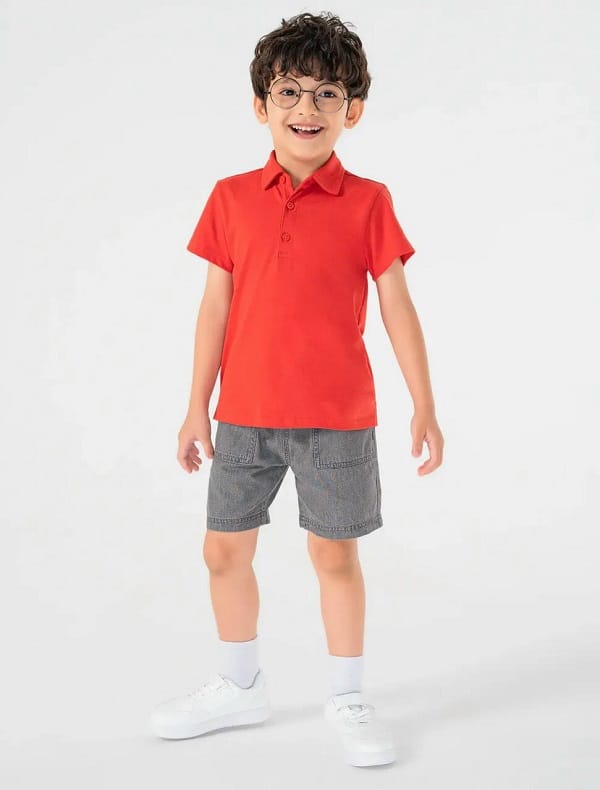 Áo thun trơn trẻ em có cổ giá sỉ