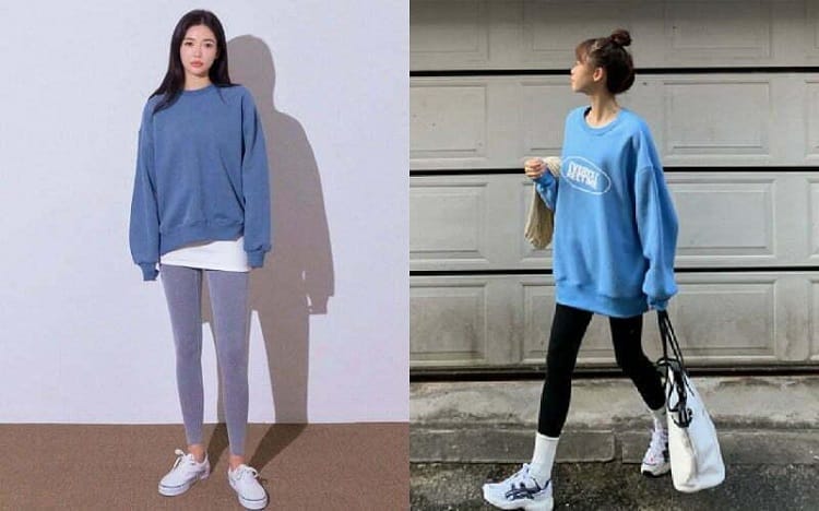 Trang phục phong cách thể thao quần legging và áo hoodie
