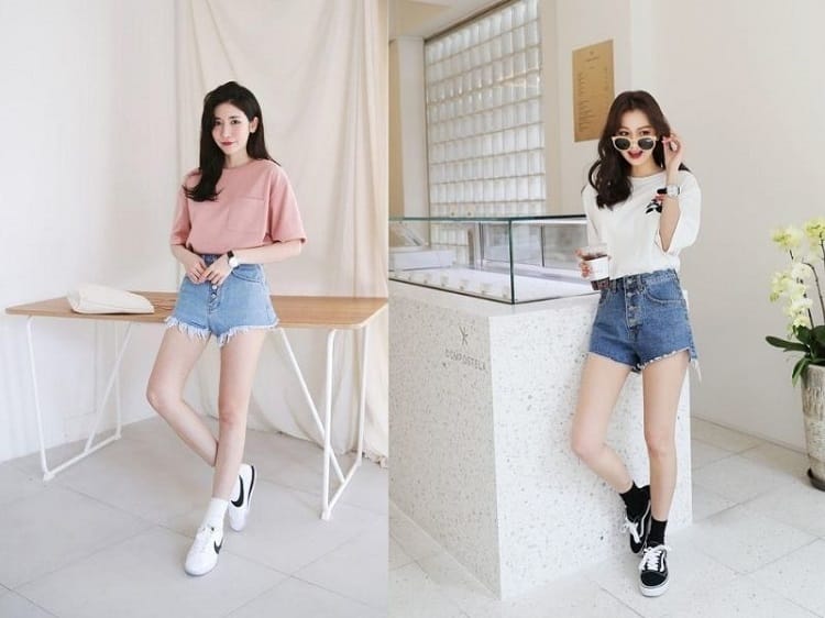 Trang phục thể thao nữ đẹp áo thun và quần short