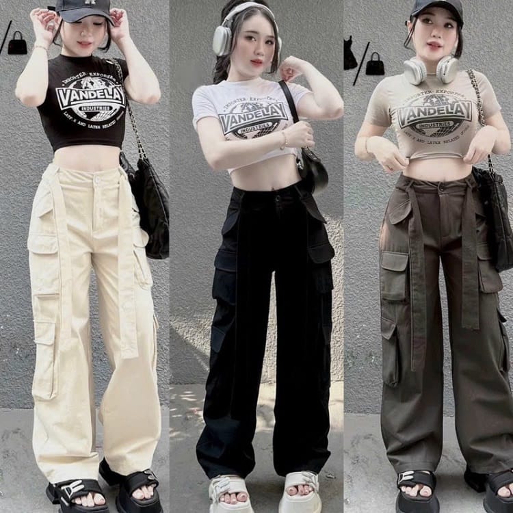 Trang phục thể thao nữ đẹp áo croptop và quần ống rộng