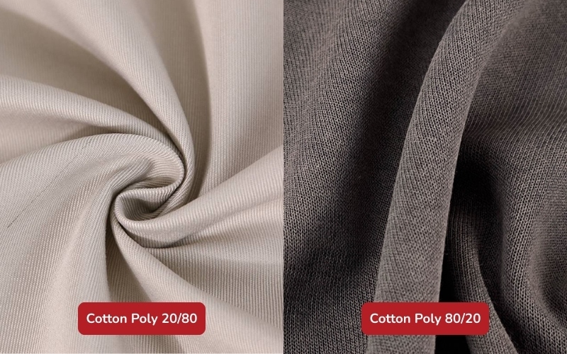 So sánh vải cotton poly 20/80 và cotton poly 80/20
