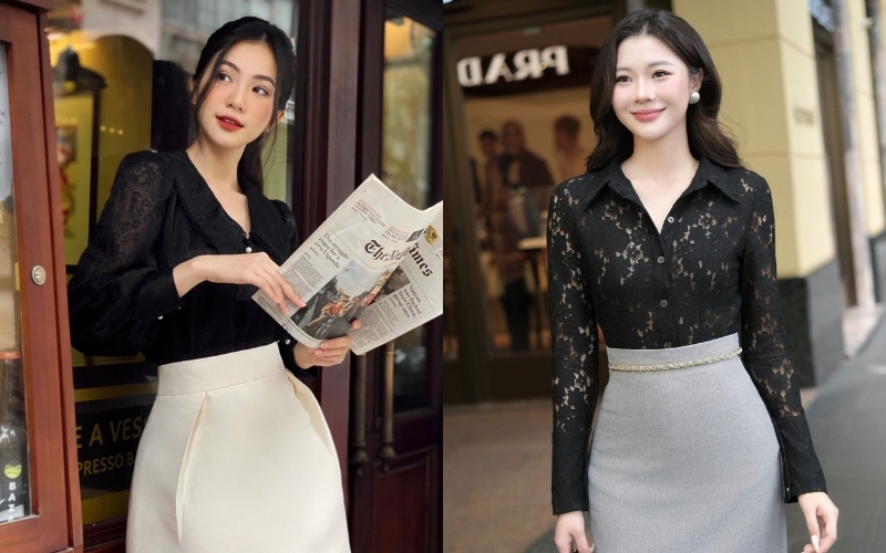 Áo sơ mi phối ren mang phong cách quyến rũ và tinh tế