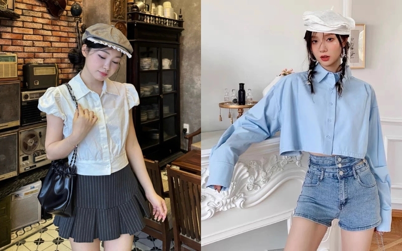 Áo sơ mi croptop có thiết kế hiện đại, mang phong cách cá tính