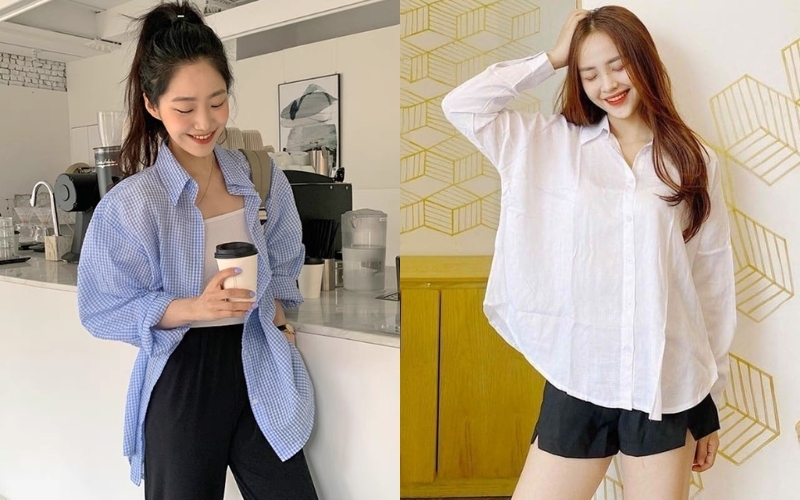 Áo sơ mi nữ kiểu Hàn Quốc form rộng mang lại sự thoải mái, phóng khoáng