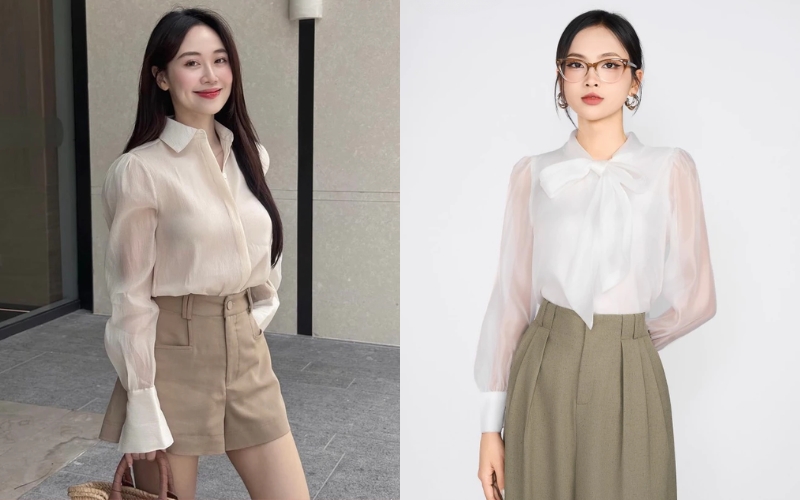 Áo sơ mi voan nổi bật với chất liệu nhẹ, mềm và có độ rũ tự nhiên