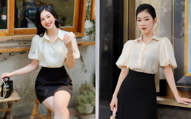 Áo sơ mi tay bồng mang đến vẻ ngoài nữ tính
