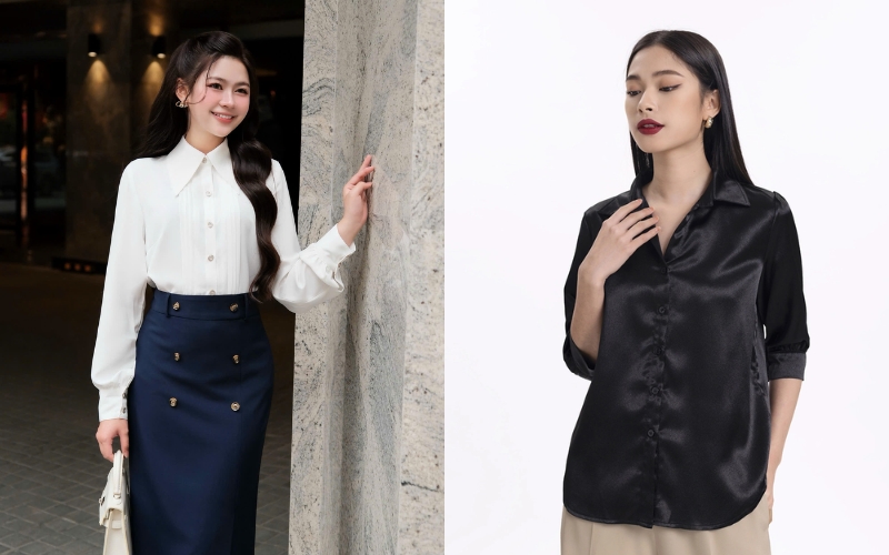 Áo sơ mi nữ kiểu Hàn Quốc vải lụa mang lại vẻ ngoài sang trọng cho người mặc