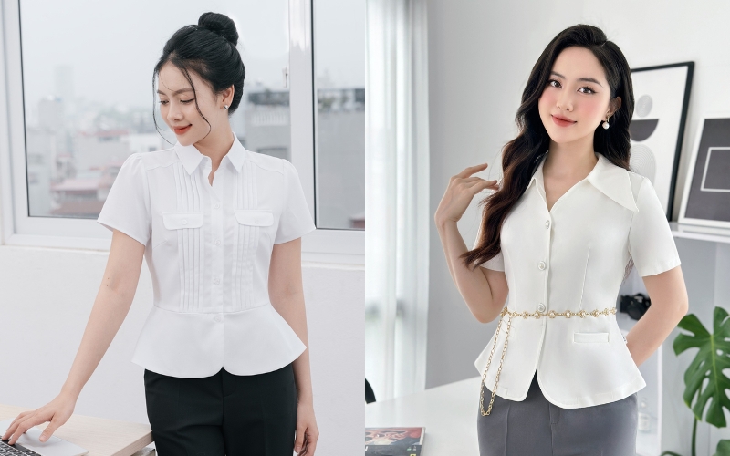 Áo sơ mi peplum có thiết kế giúp tạo sự cân đối cho thân hình