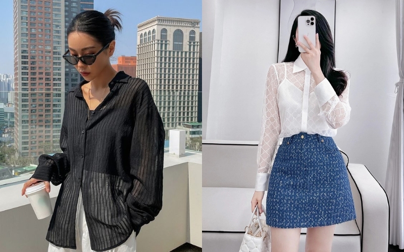 Áo sơ mi lưới mang đến vẻ ngoài gợi cảm nhưng đầy tinh tế