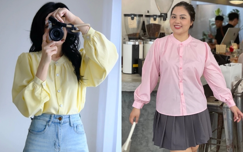 Áo sơ mi nữ cổ trụ mang đến vẻ ngoài hiện đại và trang nhã