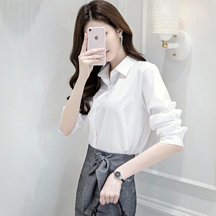 Áo sơ mi nữ trắng basic