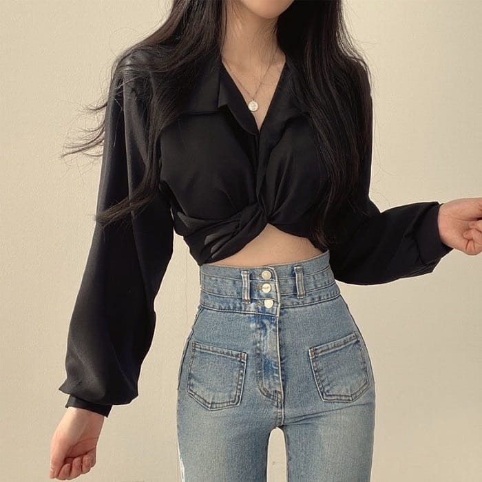 Áo sơ mi nữ croptop