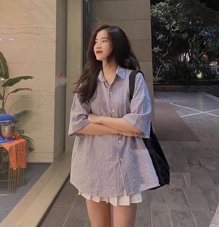 Các kiểu áo sơ mi nữ tay lỡ đẹp