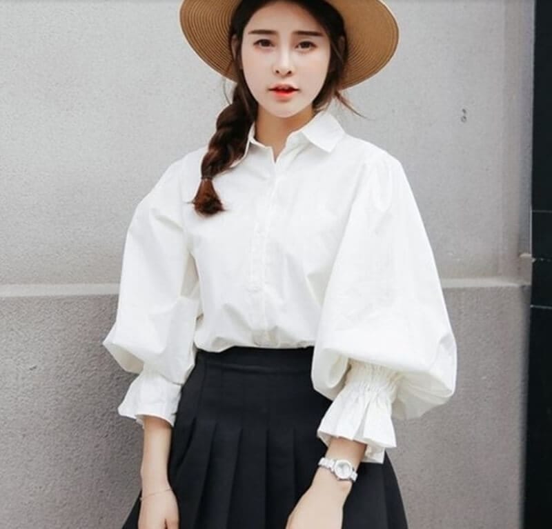 Áo sơ mi nữ kiểu cách tay bồng