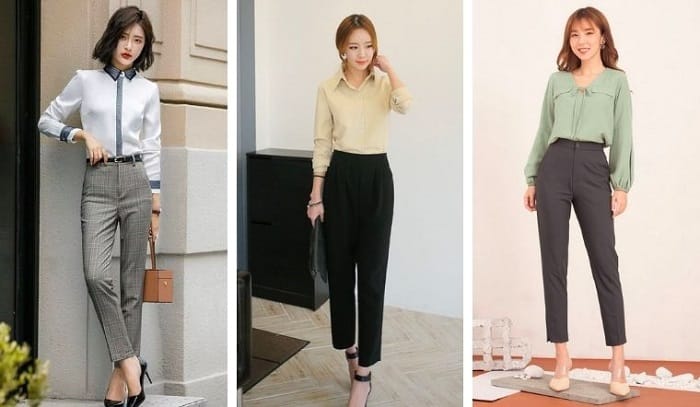 Mix áo sơ mi nữ đẹp với quần âu