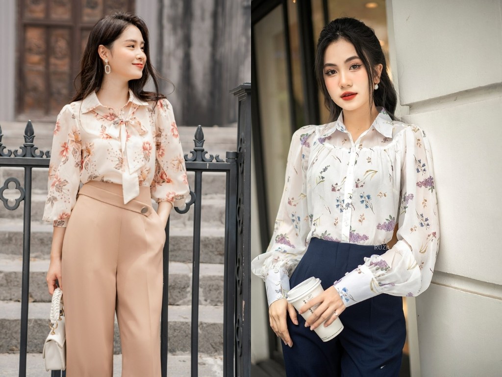 Áo sơ mi nữ họa tiết hoa tạo cảm giác nữ tính và nhẹ nhàng cho người mặc