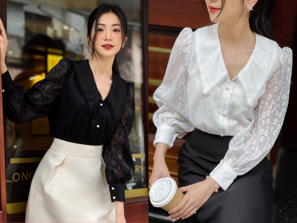 Áo sơ mi ren tạo nên vẻ đẹp nữ tính và lãng mạn