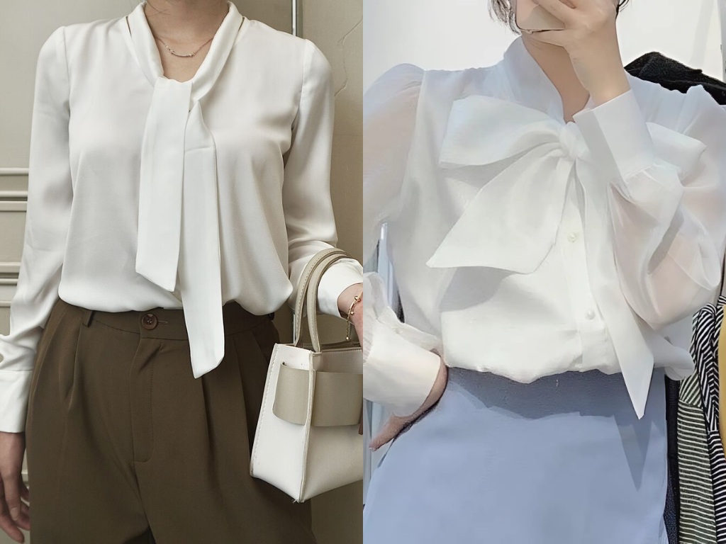 Áo sơ mi cổ nơ giúp tạo điểm nhấn nữ tính