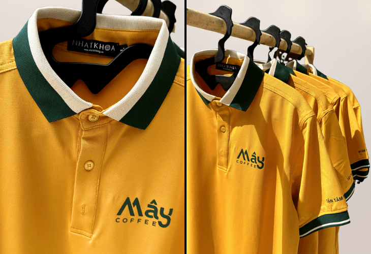 Áo Thun Đồng Phục Có Cổ Mây Coffee