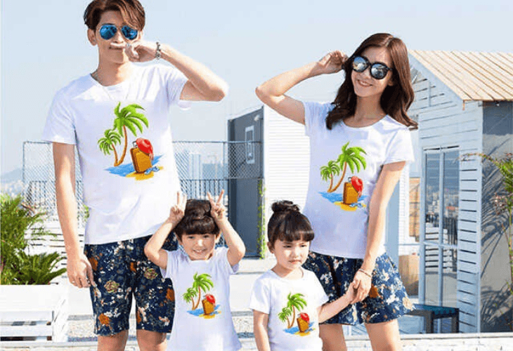 Áo đồng phục họa tiết hoa quả nhiệt đới