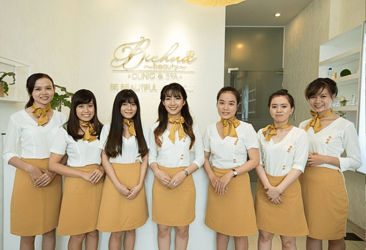 Áo đồng phục spa phối nơ ngọt ngào, nữ tính