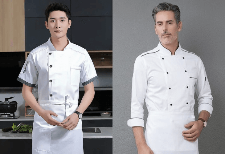 Cần chú ý các chi tiết nhỏ như cúc áo trên áo đồng phục bếp