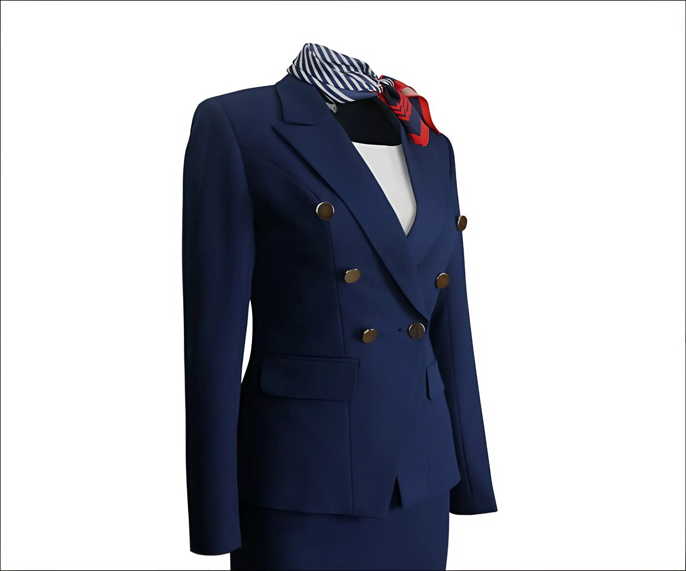Đồng phục vest nữ cổ Danton cổ điển