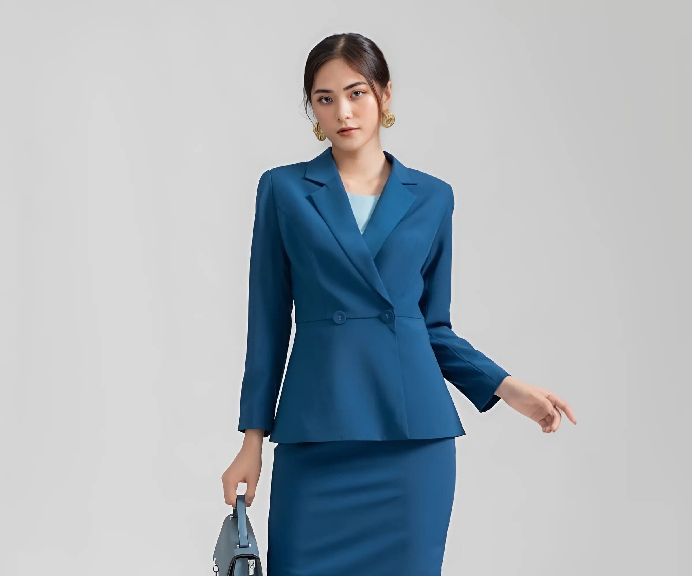 Đồng phục vest nữ kiểu Peplum tôn vóc dáng, thon gọn vòng eo