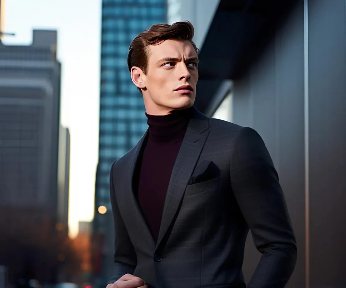 Áo len cổ lọ phối cùng đồng phục vest nam là cho những ngày đông giá lạnh