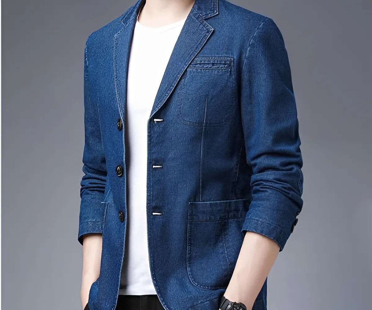 Đồng phục vest nam may bằng chất liệu denim
