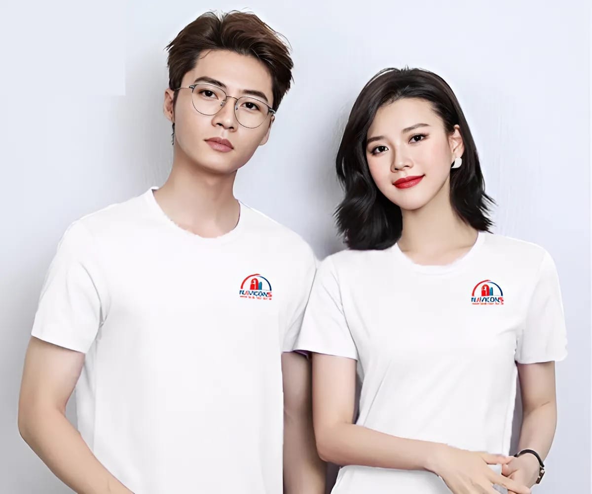 Đồng phục nhân viên dạng áo thun cổ tròn năng động, trẻ trung