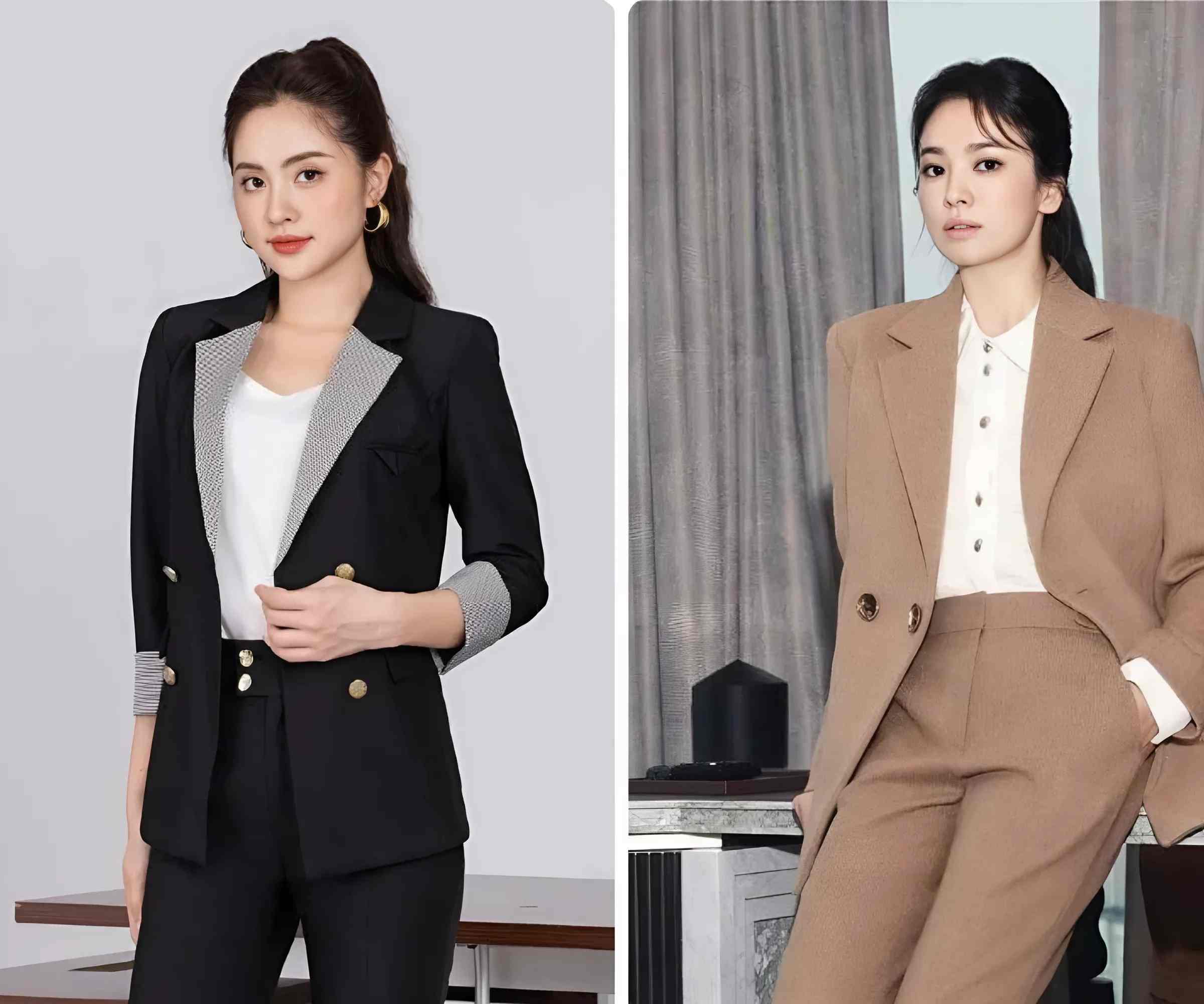 Đồng phục vest nữ phối quần âu tạo sự thuận tiện khi di chuyển