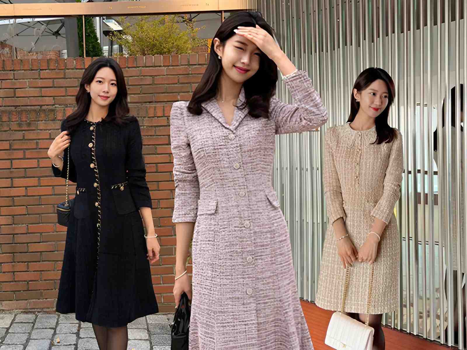 Đầm vải Tweed sang trọng, cổ điển