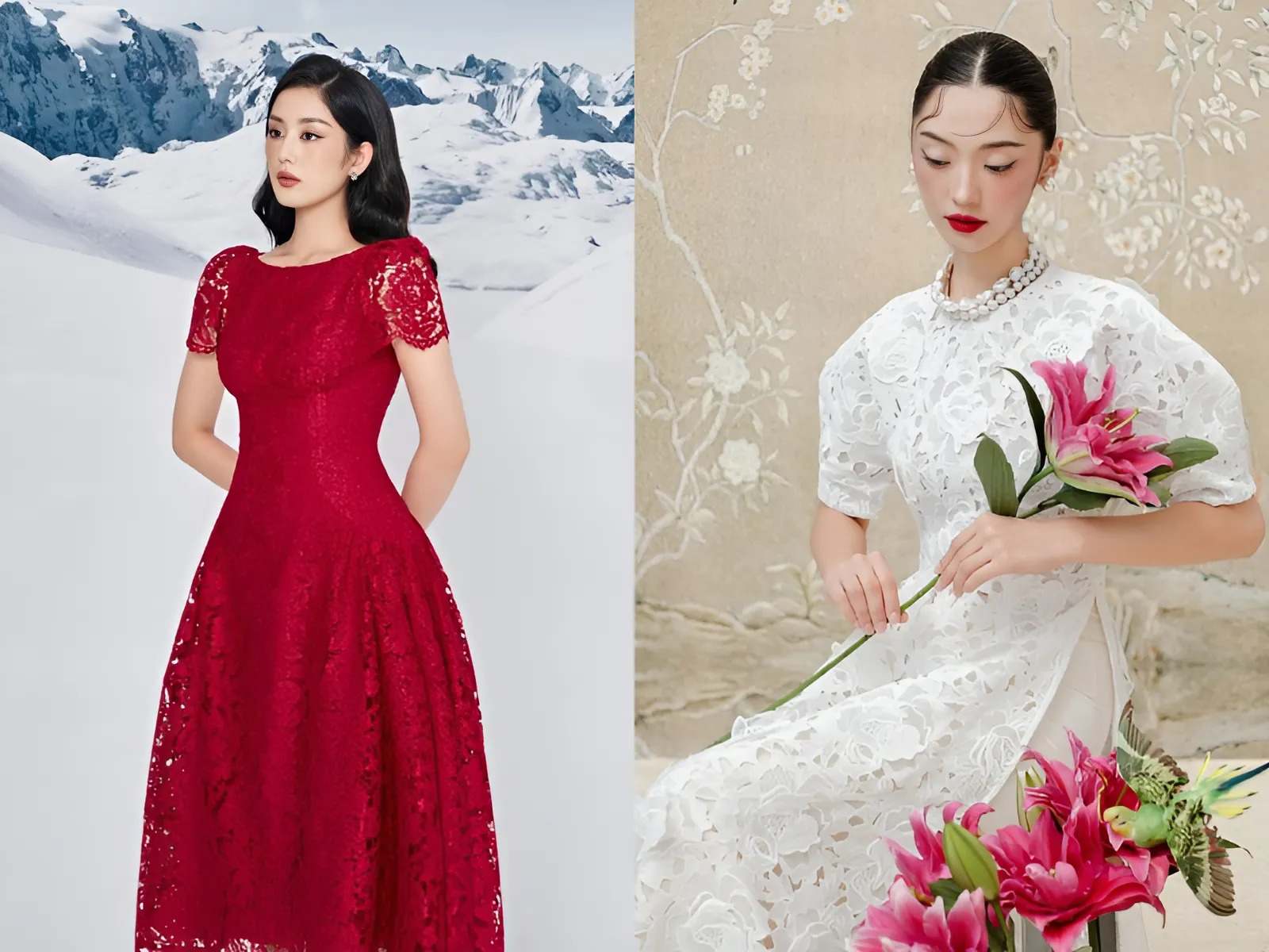 Đầm vải ren ngọt ngào, tinh tế