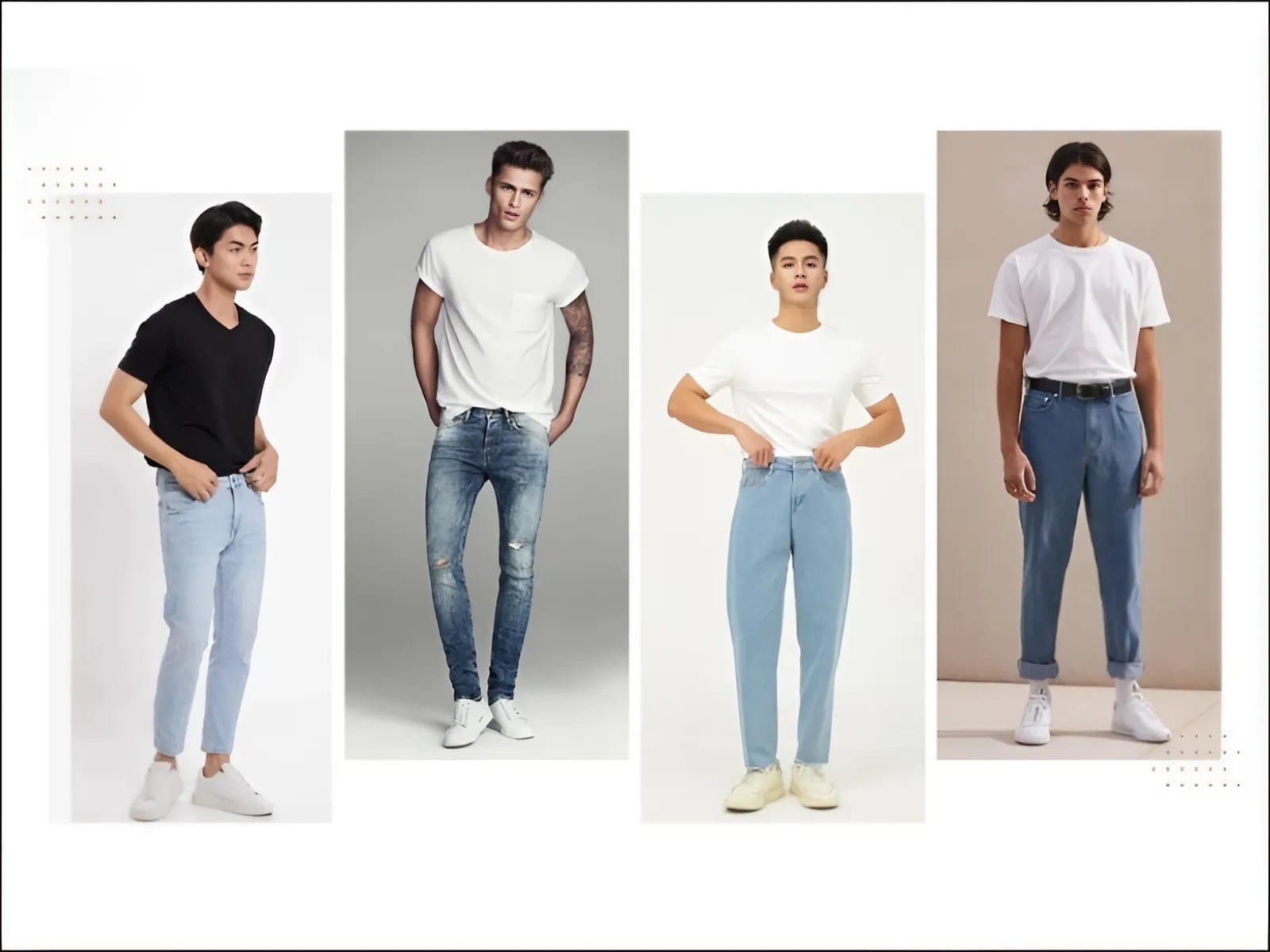 Áo thun cổ tròn phối quần jean đơn giản nhưng hút mắt