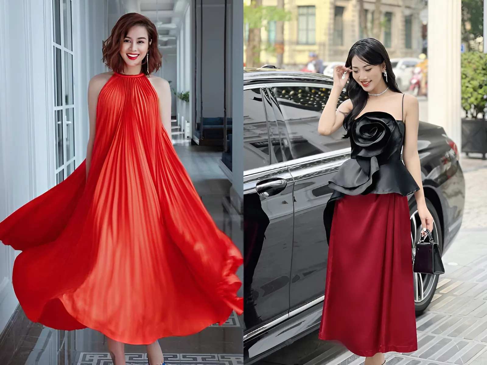 Váy lụa dài thướt tha, duyên dáng