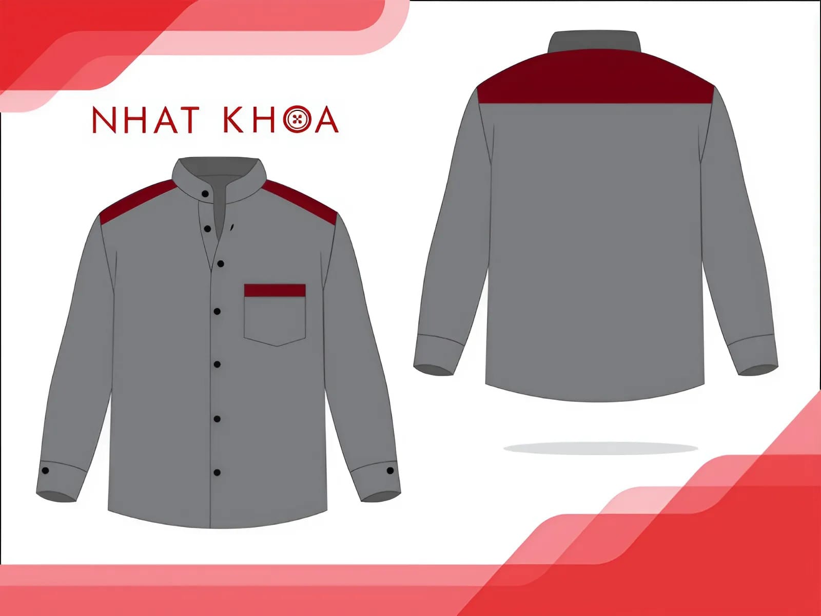 Mẫu áo sơ mi đồng phục dài tay của Nhất Khoa Uniform