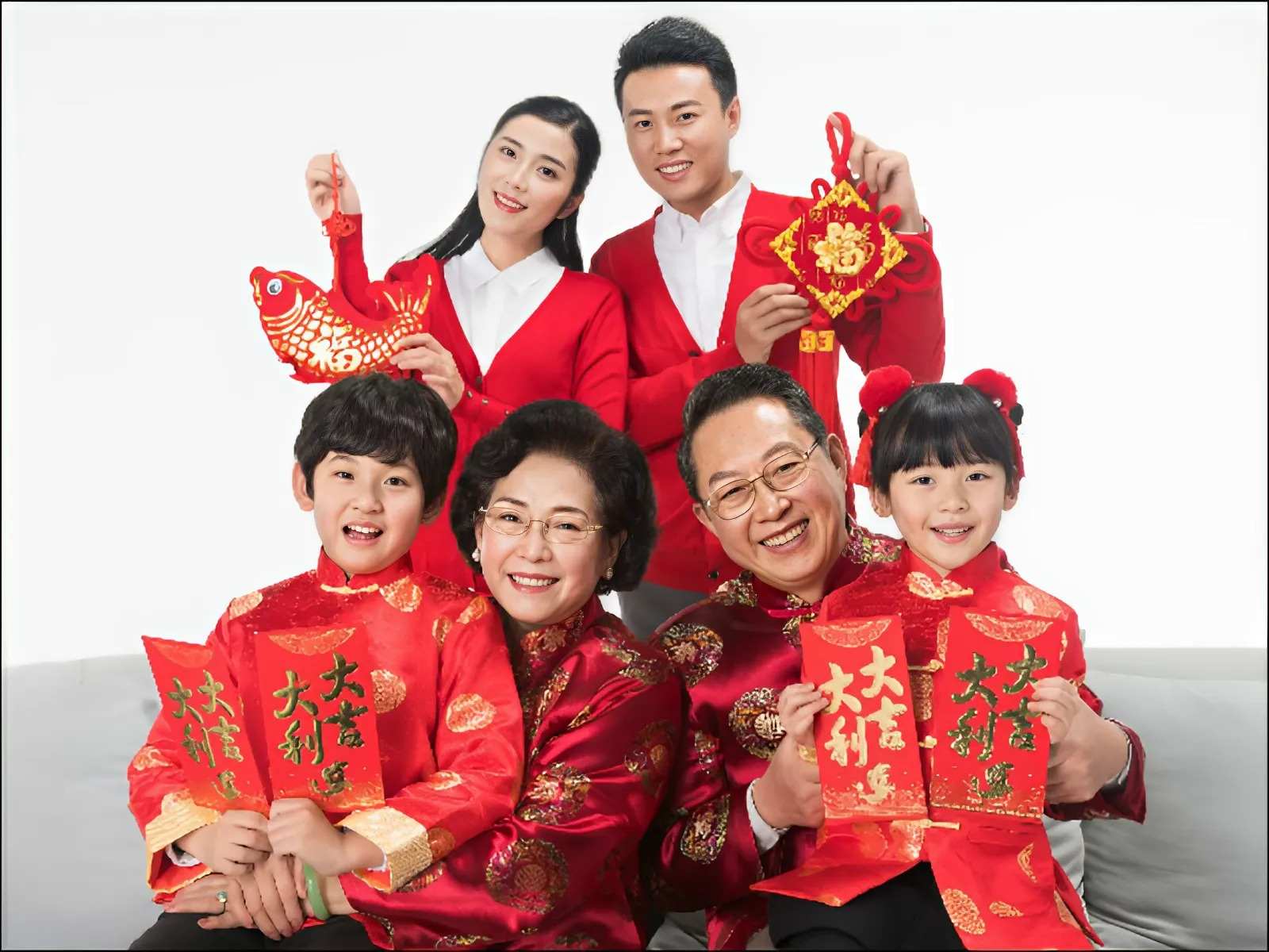 Trang phục Tết màu đỏ tượng trưng cho sự may mắn