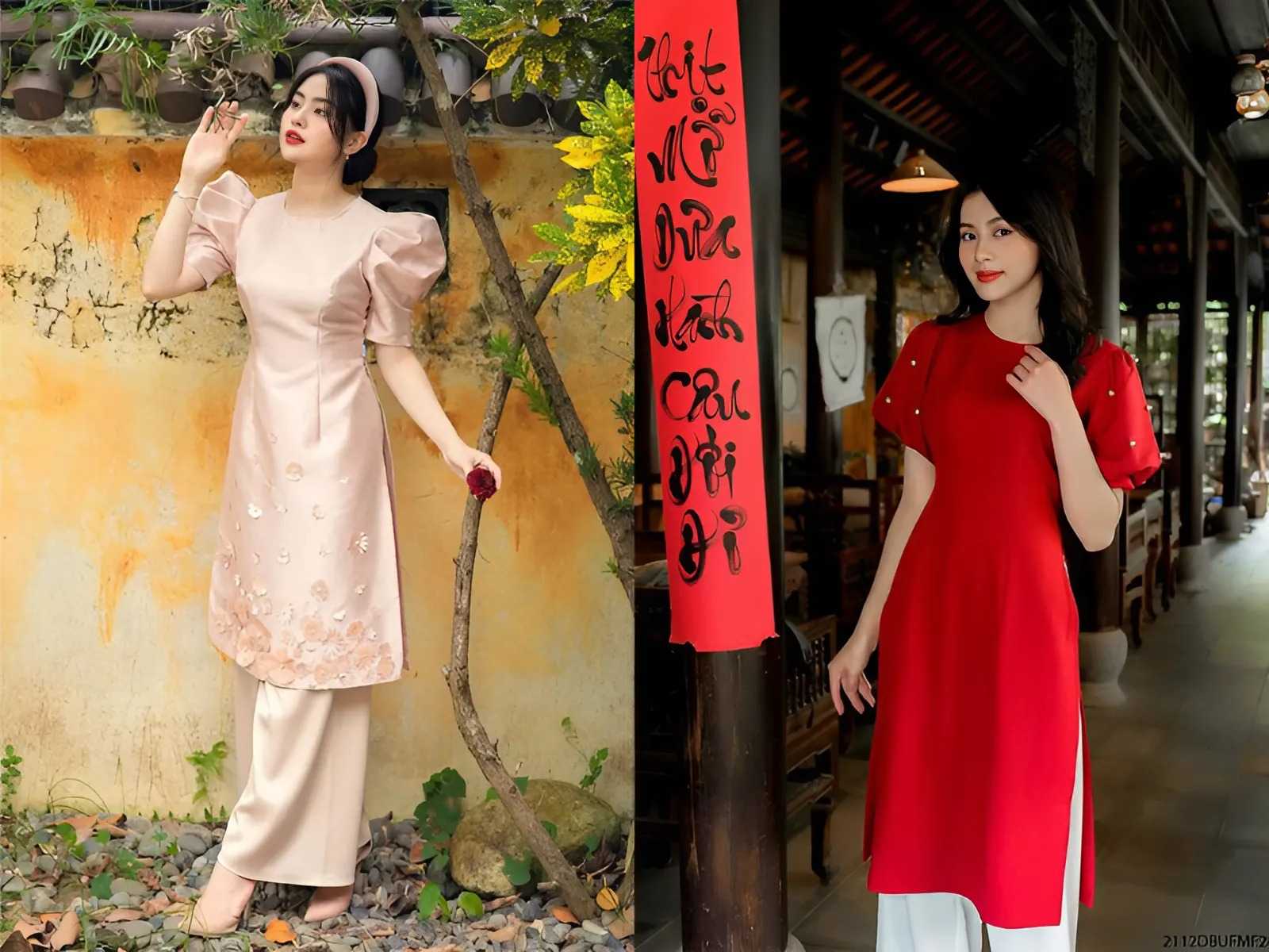 Áo dài tay phồng sành điệu, che khuyết điểm phần vai