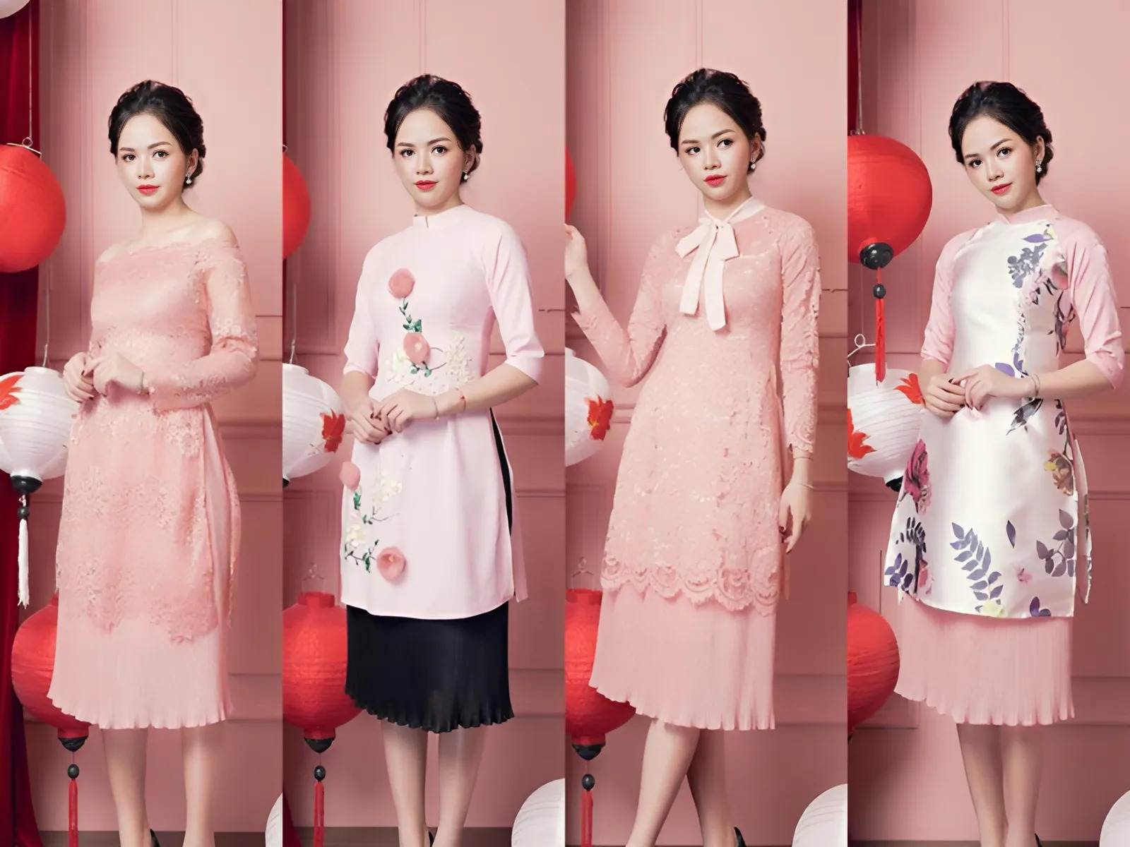 Áo dài ngày Tết cách tân biến tấu kiểu dáng, họa tiết