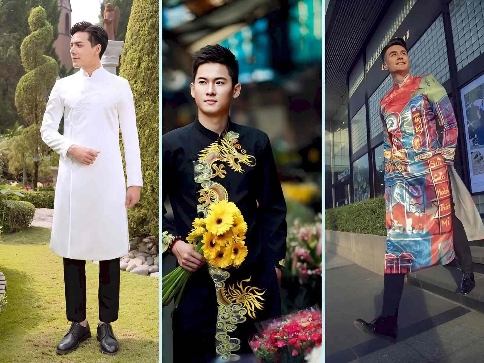 Không chỉ phụ nữ, cánh mày râu cũng ưa chuộng áo dài ngày Tết cách tân