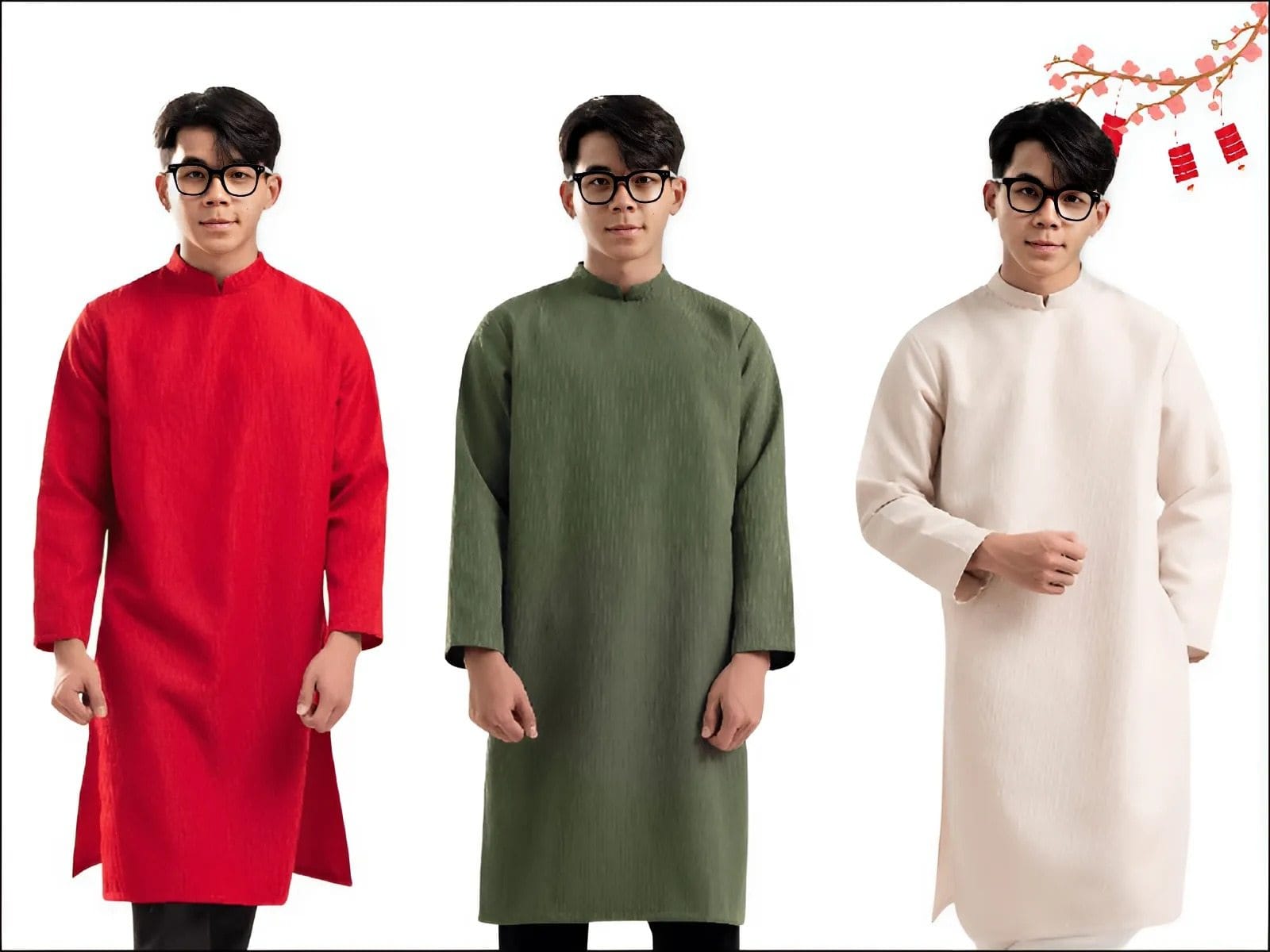 Áo dài ngày Tết cách tân vải trơn đơn giản, thanh lịch