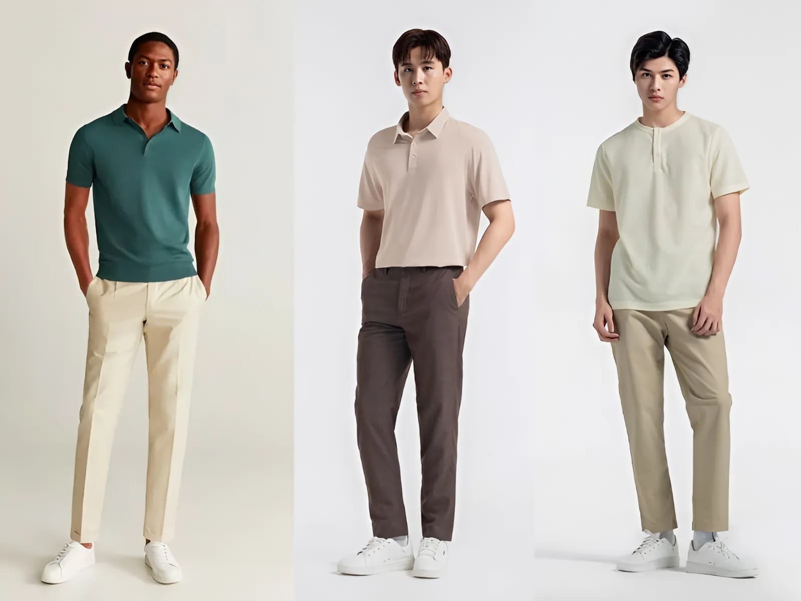 Áo polo phối quần kaki trẻ trung và năng động