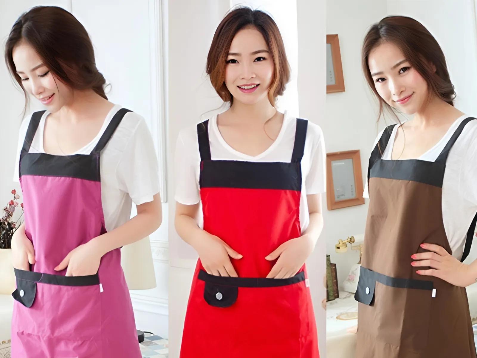 Tạp dề đồng phục cổ yếm là dạng phổ biến nhất