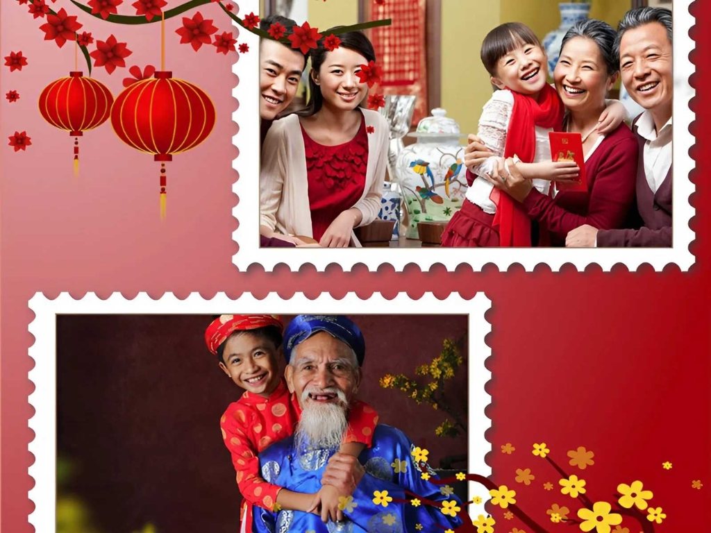 Bạn có thể lồng ghép nhiều hình vào khung ảnh Tết online